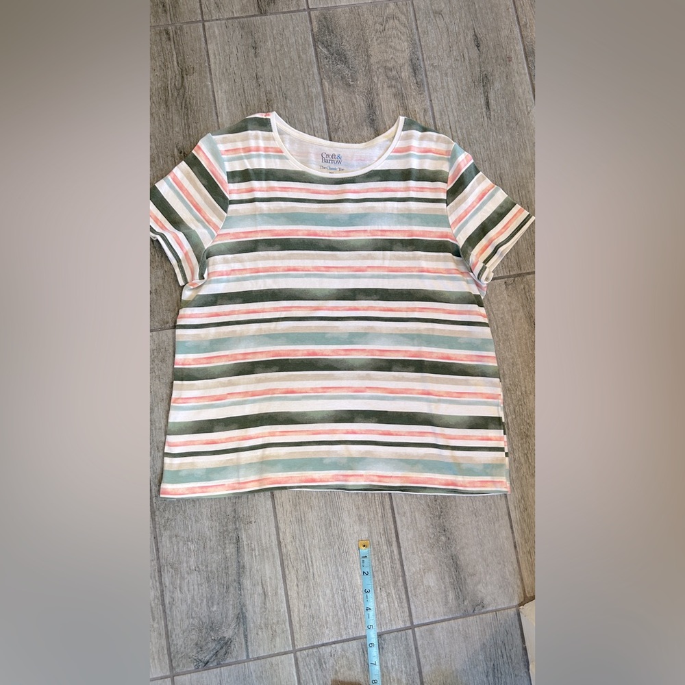 Croft & Barrow striped crew neck knit top. As in new condition. PXL.
